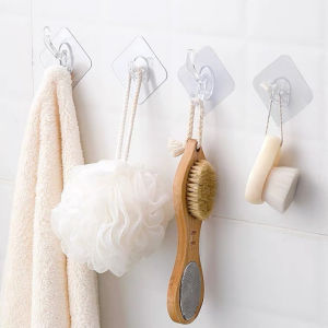 10/20/30pcs Self Adhesive Wall Hook Heavy Duty Transparent for Towels Key Kitchen Bathroom Organizer