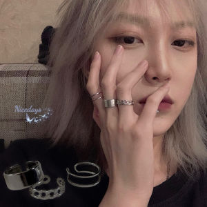 Nicedays🍒3 Pcs INS Cincin Model Terbuka Adjustable Gaya Hip Hop Punk Retro