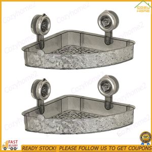 [CY] Suction Cup Triangular Storage Basket No Drill Clear Wall Caddy Multifunctional Shower Organizer Rack Bathroom Accessories