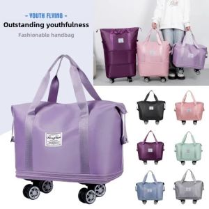 ALLUCK Large Capacity Handheld Luggage Bag Folding Wet And Dry Separatio Mens Busin Trip Handbag  Scalable Universal Wheel Travel Bags