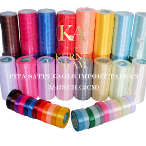 Pita Satin Eagle Import Taiwan Ukuran lebar 2cm atau 3/4 inch Untuk Dekorasi Bungkus Kado dan Souvenir
