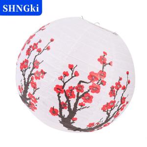 SHNGki 30cm hoa mận tròn giấy đèn lồng bóng râm Trung Quốc phong cách phương Đông ánh sáng