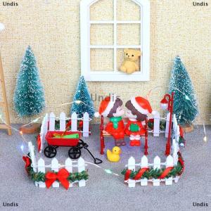 [COD] Undis 4Pcs set 1 12 Dollhouse Mini Wooden Fence Model Doll Home Christmas Day Scene Decor Dolls House Micro Garden Courtyard Decor Toy