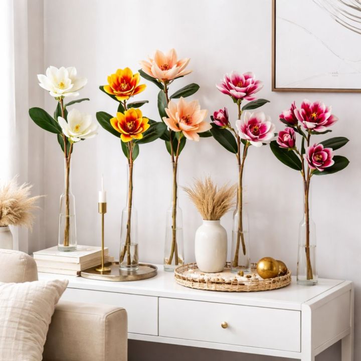 WHTRY Cảm ứng thực tế Hoa Magnolia Nhân Tạo Lớn Làm thủ công Mô phỏng ...