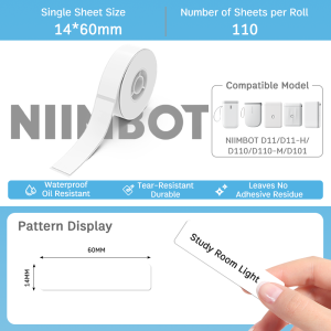 Niimbot D11/D110/D101/H1S Pure White Label Paper Barcode Price Size Name White Labels Waterproof Oil-proof Tear Resistant or School Home Organizer Supermarket Store Catering