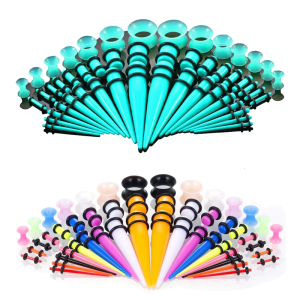 Multipacked Acrylic Taper Plugs For Ear Gauges 50 Count Various Dimensions And Stylish Hues Ear Stretching Kit