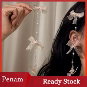 [PAM] 2Pcs Ancient Style Long Tassel Bow Hair Clip Ribbon Side Clips Princess Fairy Ribbon Headdress Hair Accessories Gifts