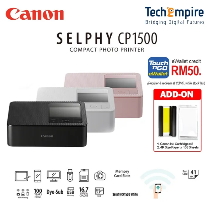 Canon CP1500 Selphy Printer White / Black (Original Malaysia Warranty)