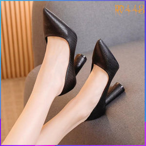 Giày cao gót nữ đẹp đế vuông 8cm hàng hiệu rosata màu đen thời trang cao cấp ro448