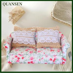 QUANSEN 2Pcs 1 12 Dollhouse Simulation Mini Lace Pillow Sofa Cushion Dollhouse Living Room Decoration Dolls House Decor Accessories