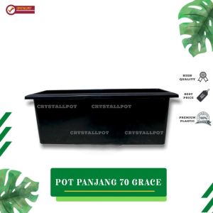 pot bunga tanaman persegi panjang Grace 65cm hitam - PANJANG 70 GRACE