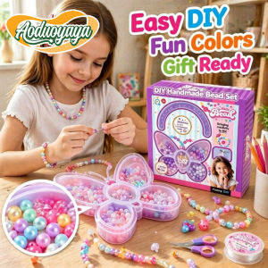 Aoduoyaya Girls DIY Acrylic Bead Jewelry Making Set Handmade Necklace Bracelet Educational Craft Toy Holiday Gift Mainan