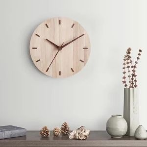 Hanson8 Log Wall Clock Creative Fashion Living Room Nordic Modern Minimalist Wooden Clock Wall Hanging Solid Wood Minimalist Mute R7Q2P
