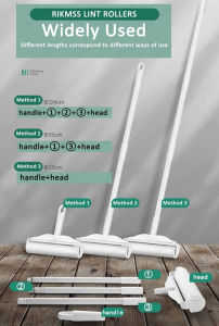 120 Sheets Removing Hair Sticky Mop Extendable Handle Cleaner Hair Sticky Paper Roller Cleaning Roller for Lint Dust