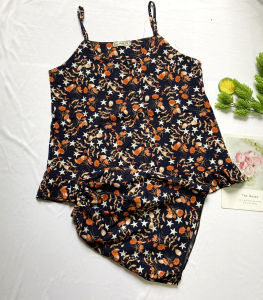 Đồ bộ 2 dây mặc nhà nữ từ 40kg - 45kg vải lụa mềm mát phối nút giả - BONU29