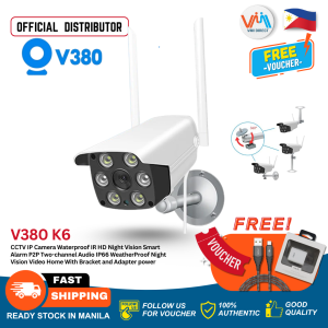V380 K6 CCTV IP Camera Waterproof IR HD Night Vision Smart Alarm P2P Two-channel Audio IP66 WeatherProof Night Vision Video Home With Bracket and Adapter power