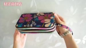 LZD Coin Purse Womens Long Fabric Clutch Three-Layer Zipper Womens Wallet Large Capacity Mobile Phone Bag
