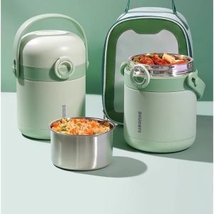 304 Stainless Steel Lunch Box Round Insulated Food Storage Box Sealed Thermos Food Container