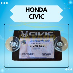 Car Roadtax Holder Acrylic Color With Suction Cup 2024 Version New Size Toyota Honda Civic City Vios HRV Yaris Hilux ALPHARD TRD Vellfire TRD BYD Chery Veloz Cross Estima Fortuner Camry Jazz CRV BRV