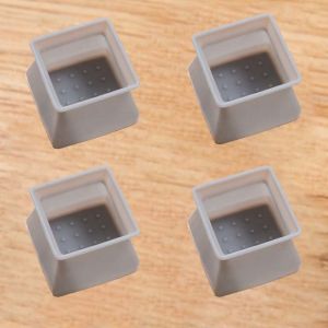 4PCS Non-slip Silicone Chair Leg Footstool Protective Cover Table Tubular Square Base