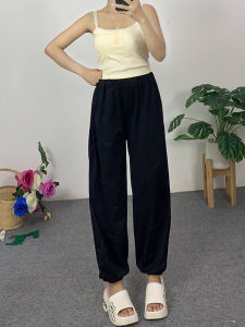 ชุดเซ็ตผู้หญิง ชุดเข้าเซ็ต  เสื้อสายเดี่ยวลูกไม้ + กางเกงขากว้าง