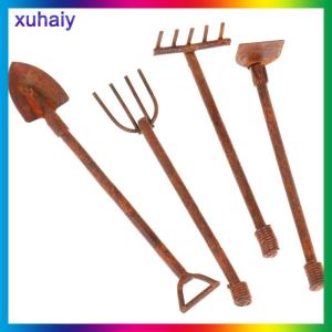 xuhaiy 1:12 Dollhouse thu nhỏ công cụ làm vườn kim loại xẻng pitchfork Bộ đồ nội thất