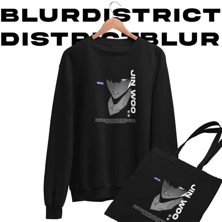 Sweater Solo Leveling JINWOO Sweter Manhwa Crewneck Anime Tema