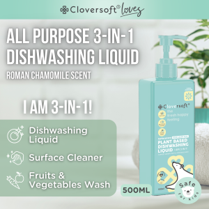 ❤️ Cloversoft Loves All Purpose 3-in-1 Dishwashing Liquid Surface Cleaner Fruits & Veg Wash [500ml]
