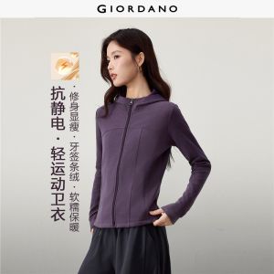 Giordano Women Seam detail slim hooded jacket Free Shipping 05376873