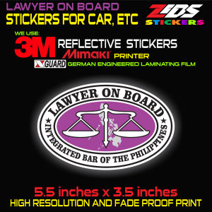 lawyer on board 3M reflective printed laminated sticker for cars motorcyle gadgets laptop etc. zids