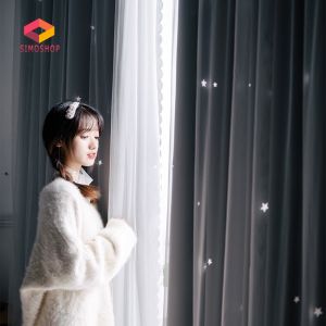 SIM ผ้าม่านตีนตุ๊กแก ผ้าม่านกันแสง ผ้าม่านหน้าต่าง 2 ชั้น ผ้าม่านหน้าต่างสำเร็จรูป ผ้าม่าน กั้นแอร์ได้ดี และทึบแสง กันแดดดี