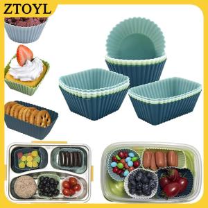 ZTOYL  12PCS tái sử dụng Silicone cupcake nướng ly không dính Muffin Lót khuôn Bộ Bento Hộp Ăn Trưa ngăn Pastry khuôn bánh