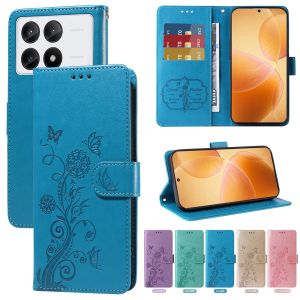 For Xiaomi Mi Poco M6 F6 X6 Pro / Poco F5 Phone Case Lucky Flower Magnetic Leather Wallet with Stand Card Slot Flip Case Casing