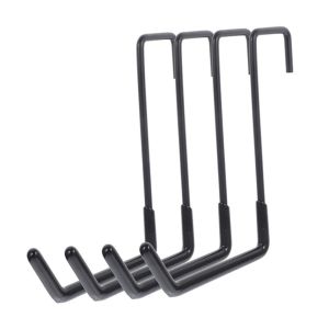 SWEET LORD 4Pcs Wall Mounted Metal Garage Hook Set Anti-Slip Coated Heavy Duty Garage Ladder Storage Hooks Fence Hangers Hooks S-Hooks Metal Ladder Hanger For Bicycle Ladder Rope