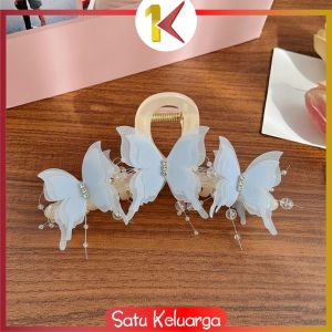 SK-C1384 Jepit Rambut Wanita Motif Kupu Kupu Mutiara Jepitan Butterfly / Hair Claw Jeday Rambut