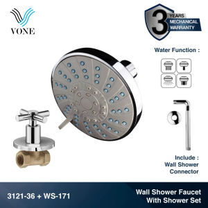 VONE Shower Wall Tembok Mandi Stop kran Tanam Shower Set Paket Bundling SW-711 + 2201-36