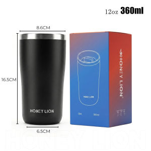 HoneyLion-Vacuum Insulated Car Tumbler 360ml 304 Stainless Steel Hot and Cold Cup Fits Cup Holder Leakproof Portable Mug