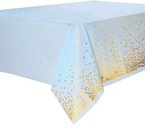 72"x54" Pink and Gold Disposable Party Tablecloth for Rectangle Table Gold Stamping Dot Confetti Rectangular Plastic Table Cover for Bachelorette Girl Birthday and Baby Shower WeddingChristmas Valentines Day Business Graduation Anniversary