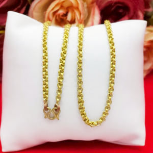 สร้อยคองานดิบทองเหลืองลายห่วงคู่เงา ความยาว 18 นิ้ว งานดิบไม่ได้ชุบ ทองเหลืองโบราณ ใส่ได้ทุกโอกาส ใส่อาบน้ำได้ พร้อมส่ง