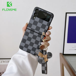 FLOVEME Lattice PC Phone Case For Samsung Galaxy Z Flip 4 Flip 3 5G With Pendant Bracelet Folding Shockproof Back Cover For Galaxy Z Flip 4 Flip 3