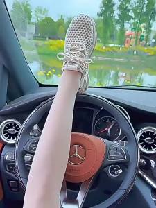 [Free Shipping] Mesh Hollow Out Womens Clogs 2025 Summer Korean Version Breathable Ultra-Light Slip-On Womens Thick-Soled Shoes