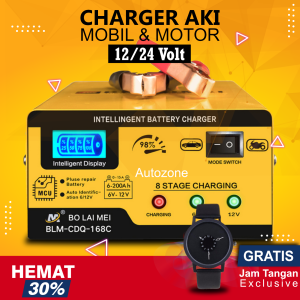 Charger Aki Motor Dan Mobil Digital Otomatis Lead Acid 12 Volt / 24 Volt 200AH Cas Casan Accu Kering Dan Basah Portable Carger Paling Bagus Murah