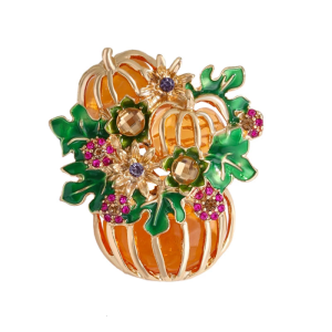 Halloween Pumpkin Brooch With Rhinestones For Costume Party Outfit Accessories And Festive Decoration