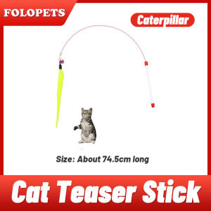 FOLOPETS Cat Teaser Toy Pet Cat Puppy Teaser Bell Feather Stick Rod Funny Interactive Toy