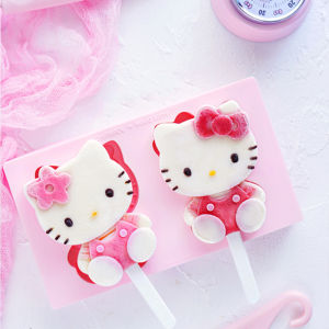 Christmas Gift Halloween Sanrio Kawaii Hello Kitty Silicone Ice Cream Molds Anime Cartoon Fashion Exquisite Durable Homemade Popsicle Mold Set with Lid