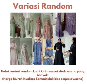 Dress Ceruty Babydoll Inner Sintia + Outer Brukat Tile / Baju Gamis Wanita Terbaru 2024 / Dress Bridesmaid / Baju Kondangan Brukat