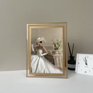 SG Stock Crystal Glass Wedding Photo Frame Picture Frame A4 Certificate Holder Home Bedroom Decoration Menu Holder 3R 4R 5R 6R 8R Photo Frame Graduation Photo Corporate Gift Christmas Teachers Day Gift