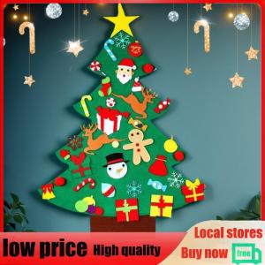 2 Pack Mini Felt Christmas Tree W/ String Light DIY Handmade Xmas Tree Crafts 3D Felt Christmas Tree Decoration for Home Navidad