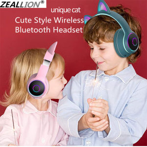 Zeallion Bluetooth Wireless/ Wired Headset Helmets Gamer Headphones LED RGB Cat Ear with Headset With Microphone Earphones For Kids Girl Gift