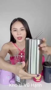 Ly Cốc Giữ Nhiệt Inox 304 Iced Americano 600ml Kèm Ống Hút Giữ Nhiệt Tốt Nắp Chống Tràn